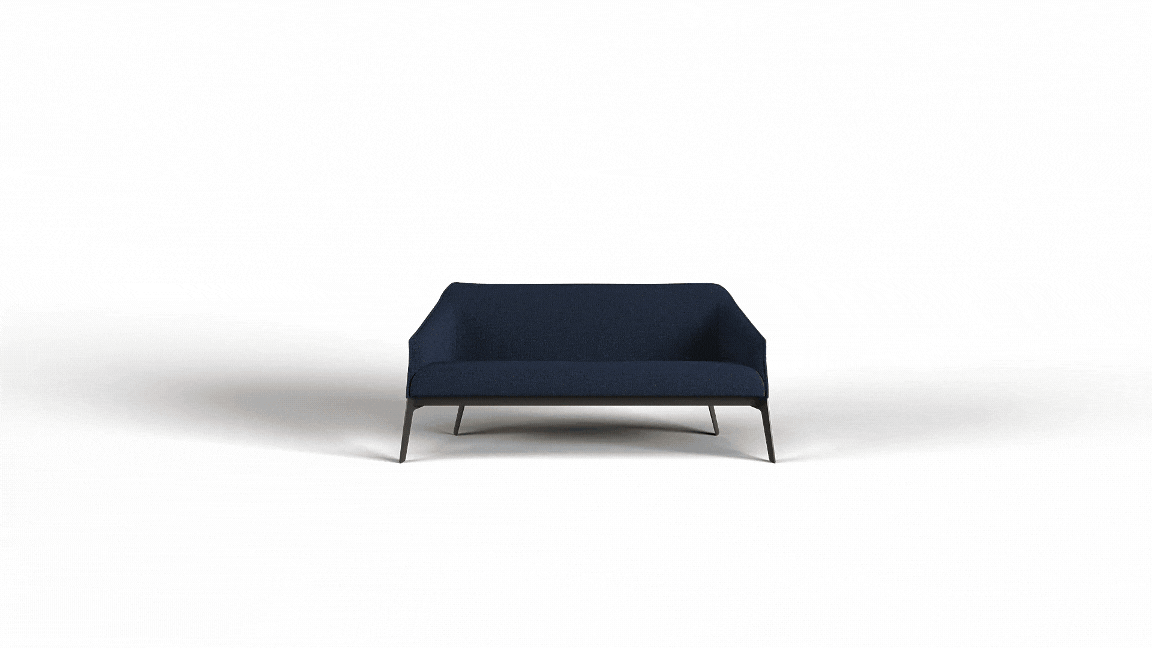 booth designs with blue loveseat
